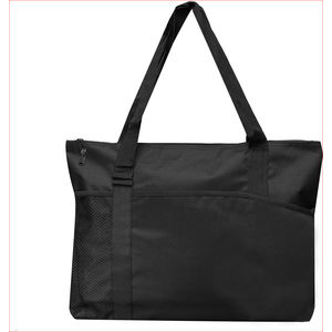 Mesh & Side Pocket Zipper Tote Bag AIM-1370827