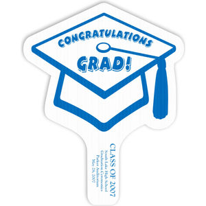Graduation Cap Hand Fan, Screen Printed AIM-1374773