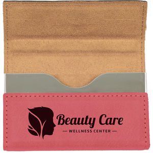 Pink Leatherette Business Card Holder AIM-1400060