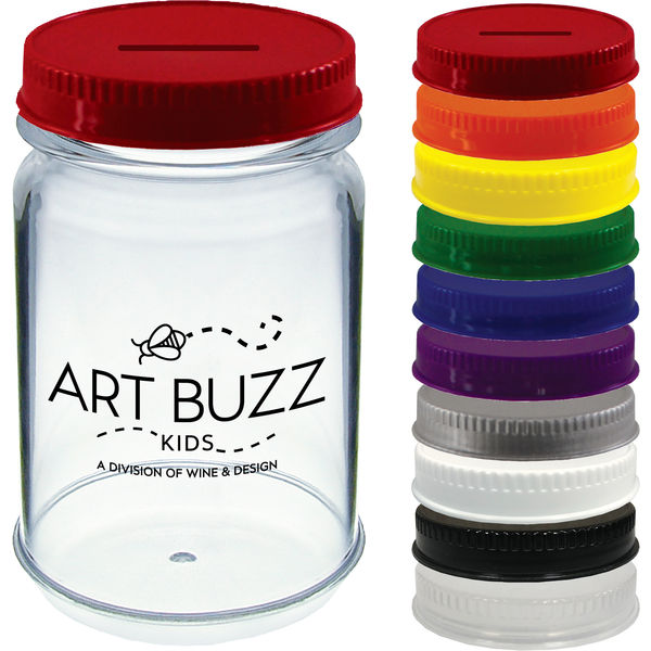 Printed 16oz Plastic Mason Jar Bank