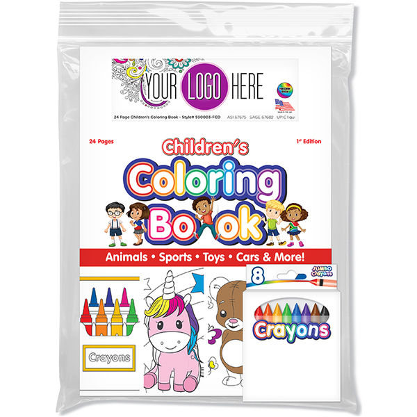 Promotional Children's Coloring Pack - Coloring Book with Crayons